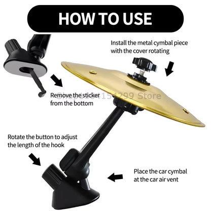 1/2/3PCS Hand-Shooting Car Crash Cymbal Universal Auto Air Ventilation Port Clip-On Mini Drum Cymbals for All Types of Vehicles